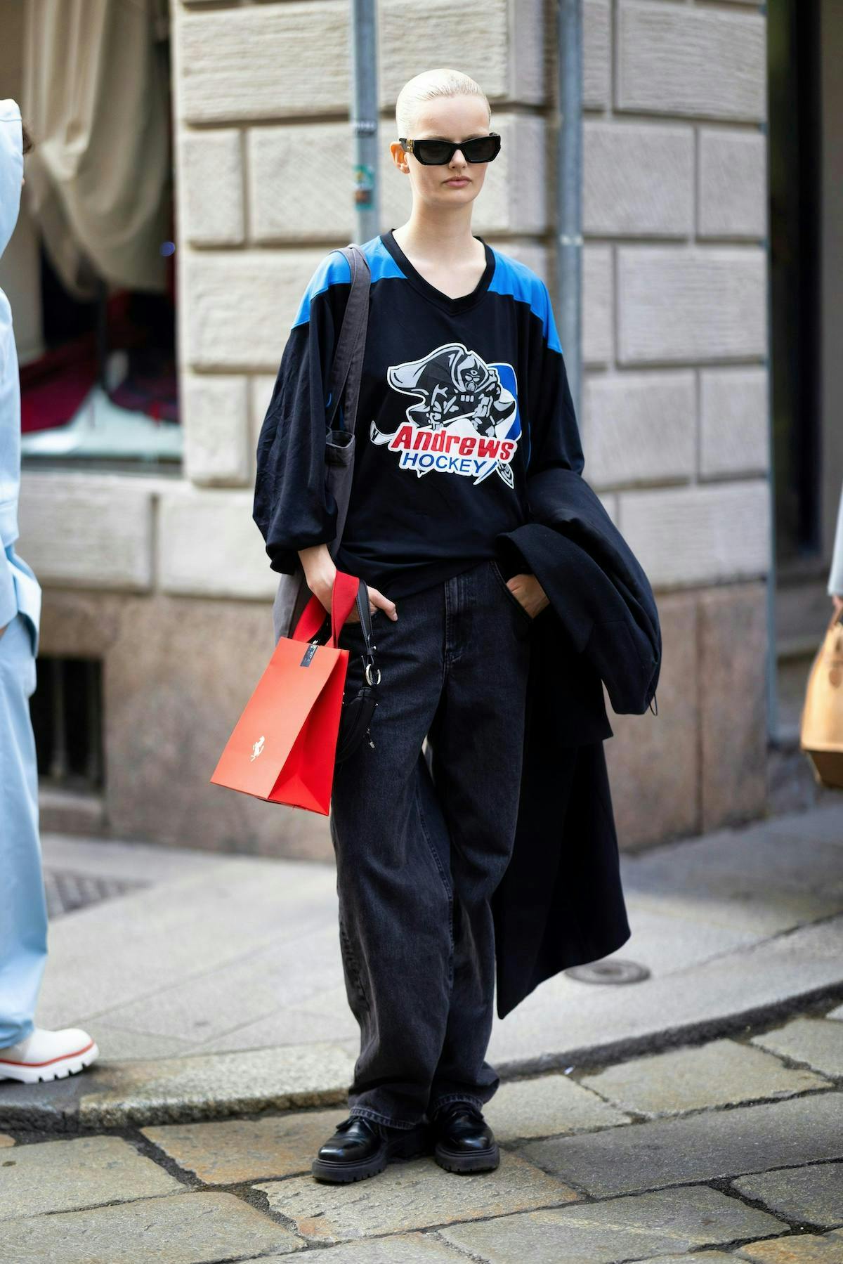 milan clothing pants accessories bag handbag person coat